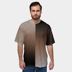 Футболка оверсайз мужская Чёрно-коричневый текстурный градиент пополам, цвет: 3D-принт — фото 2