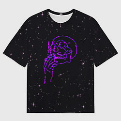 Футболка оверсайз мужская Череп в космосе, цвет: 3D-принт