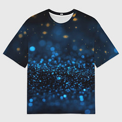 Футболка оверсайз мужская Боке блестяшки на черном, цвет: 3D-принт