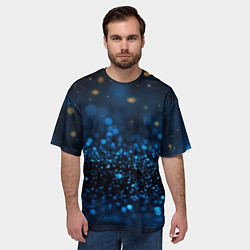 Футболка оверсайз мужская Боке блестяшки на черном, цвет: 3D-принт — фото 2