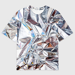 Футболка оверсайз мужская Зеркальная металическая фольга текстура, цвет: 3D-принт