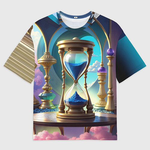 Мужская футболка оверсайз Абстрактные песочные часы с синим песком / 3D-принт – фото 1