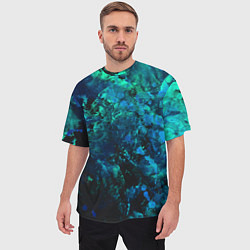 Футболка оверсайз мужская Абстракция - blue-green paint spill, цвет: 3D-принт — фото 2