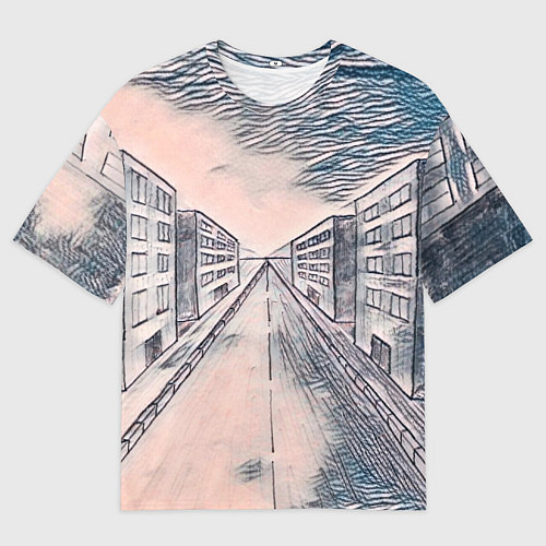 Мужская футболка оверсайз Сумрачный город / 3D-принт – фото 1