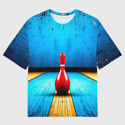 Мужская футболка оверсайз Красная кегля на синем / 3D-принт – фото 1