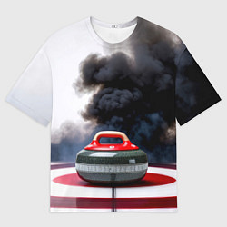 Футболка оверсайз мужская Камень для кёрлинга в черном дыму, цвет: 3D-принт