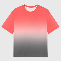 Футболка оверсайз мужская Бледный красно-серый градиент, цвет: 3D-принт