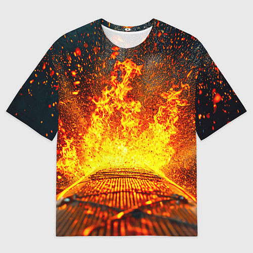 Мужская футболка оверсайз Сапборд в огне / 3D-принт – фото 1
