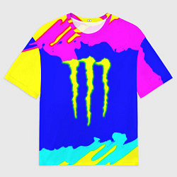 Футболка оверсайз мужская Monster energy краски цветные, цвет: 3D-принт