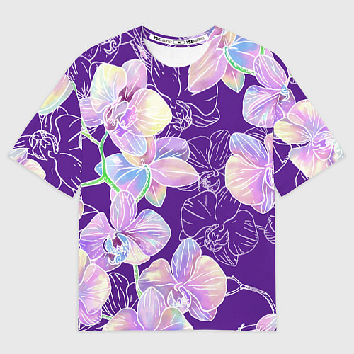 Мужская футболка оверсайз Японские акварельные орхидеи / 3D-принт – фото 1