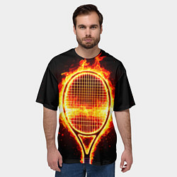 Футболка оверсайз мужская Теннисная ракетка в огне, цвет: 3D-принт — фото 2