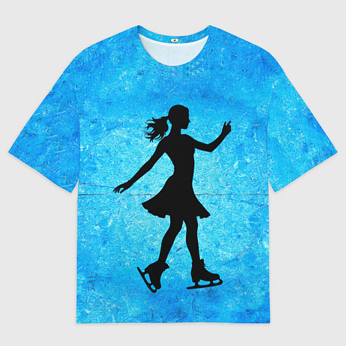 Мужская футболка оверсайз Фигуристка на синем / 3D-принт – фото 1
