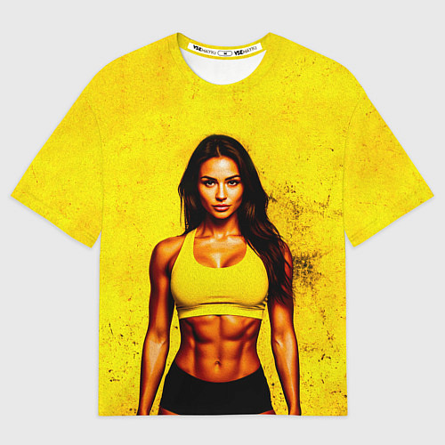Мужская футболка оверсайз Фитоняшка на желтом / 3D-принт – фото 1