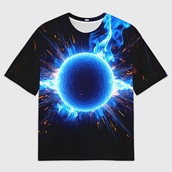 Футболка оверсайз мужская Ядро для талкания в синем пламени, цвет: 3D-принт
