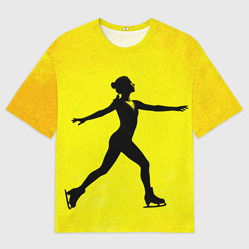Мужская футболка оверсайз Фигуристка на желтом / 3D-принт – фото 1