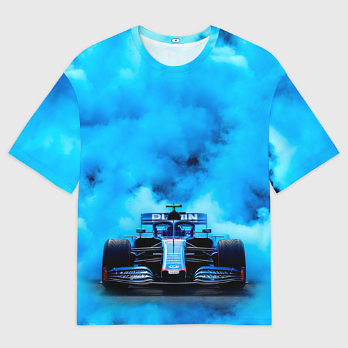 Мужская футболка оверсайз Формула 1 в синем дыму / 3D-принт – фото 1