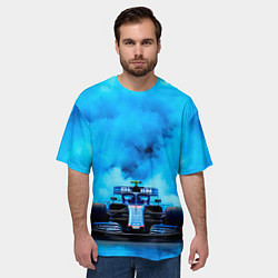 Футболка оверсайз мужская Формула 1 в синем дыму, цвет: 3D-принт — фото 2
