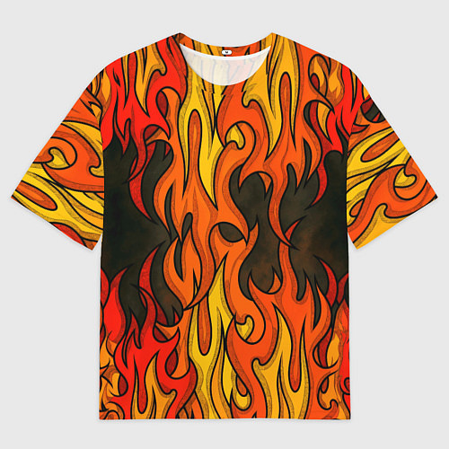 Мужская футболка оверсайз Языки пламени арт / 3D-принт – фото 1