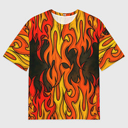 Футболка оверсайз мужская Языки пламени арт, цвет: 3D-принт