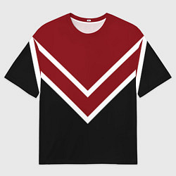 Футболка оверсайз мужская Красный с чёрным и белые полосы, цвет: 3D-принт