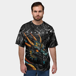 Футболка оверсайз мужская Японский дракон татуировка, цвет: 3D-принт — фото 2