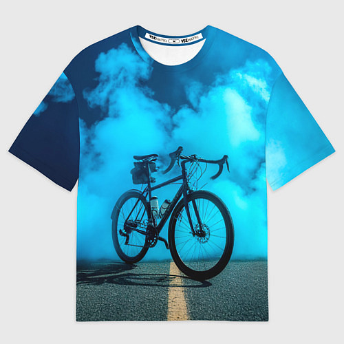 Мужская футболка оверсайз Дорожный велосипед и синий дым / 3D-принт – фото 1