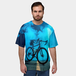 Футболка оверсайз мужская Дорожный велосипед и синий дым, цвет: 3D-принт — фото 2
