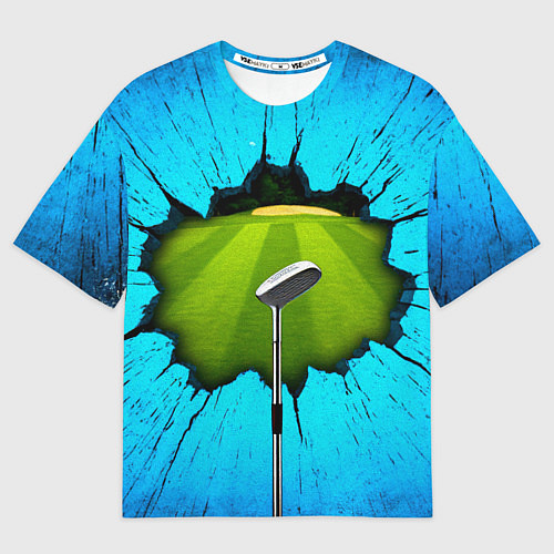 Мужская футболка оверсайз Клюшка для гольфа на синем / 3D-принт – фото 1