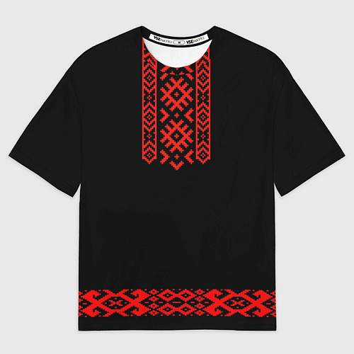 Мужская футболка оверсайз Славянский узор и орнамент на черном - вышиванка р / 3D-принт – фото 1