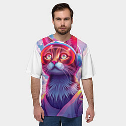 Футболка оверсайз мужская Кот космонавт удивлен, цвет: 3D-принт — фото 2
