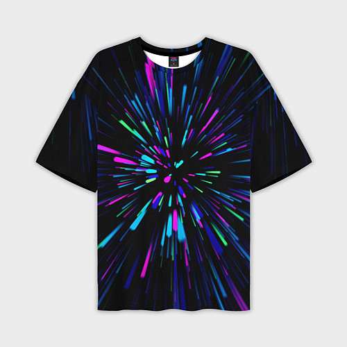 Мужская футболка оверсайз Neon rods / 3D-принт – фото 1