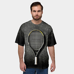 Футболка оверсайз мужская Теннисная ракетка на черном, цвет: 3D-принт — фото 2