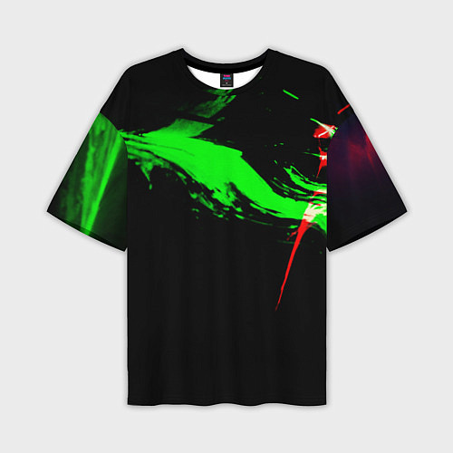 Мужская футболка оверсайз Color black green red / 3D-принт – фото 1