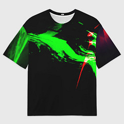 Футболка оверсайз мужская Color black green red, цвет: 3D-принт