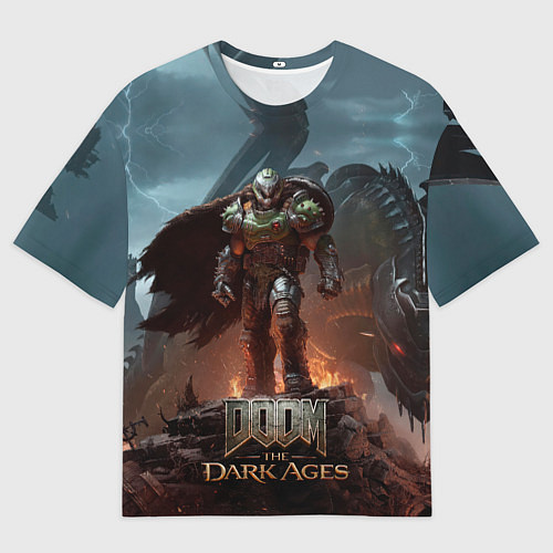 Мужская футболка оверсайз Думгай и меха дракон Doom the dark ages / 3D-принт – фото 1