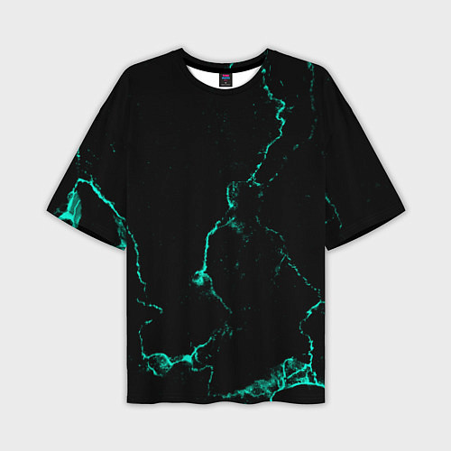 Мужская футболка оверсайз Color black turquoise / 3D-принт – фото 1