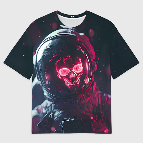 Мужская футболка оверсайз Красный череп в скафандре космонавта / 3D-принт – фото 1