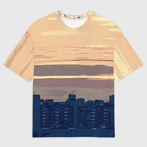 Мужская футболка оверсайз Городской пейзаж стилизованный / 3D-принт – фото 1