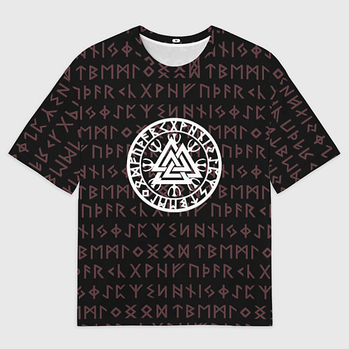 Мужская футболка оверсайз Древние символы руны и обереги Вегвизир / 3D-принт – фото 1