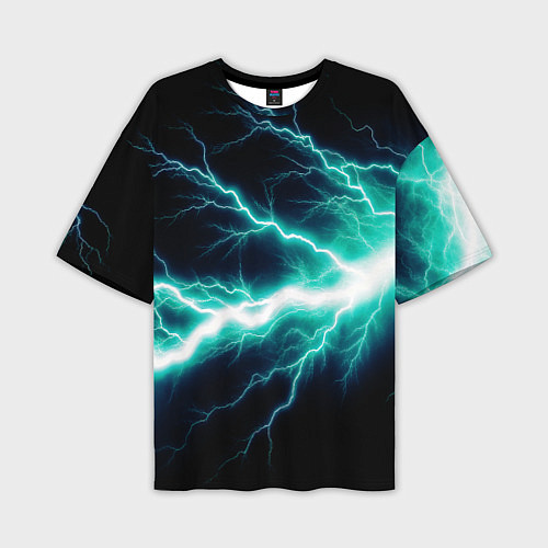 Мужская футболка оверсайз Lightning blue / 3D-принт – фото 1