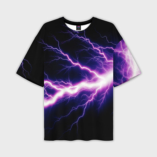 Мужская футболка оверсайз Lightning purple / 3D-принт – фото 1