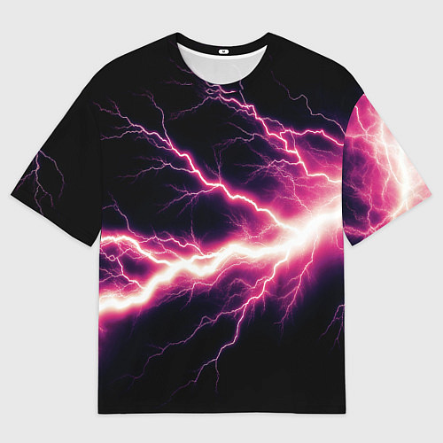 Мужская футболка оверсайз Lightning pink / 3D-принт – фото 1