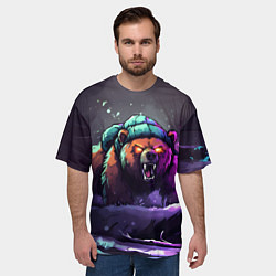 Футболка оверсайз мужская Злой русский медведь в лесу, цвет: 3D-принт — фото 2