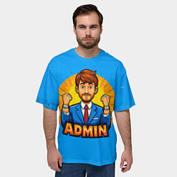 Футболка оверсайз мужская Админ на синем, цвет: 3D-принт — фото 2