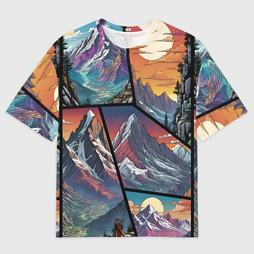 Мужская футболка оверсайз Горы в стиле фэнтези / 3D-принт – фото 1
