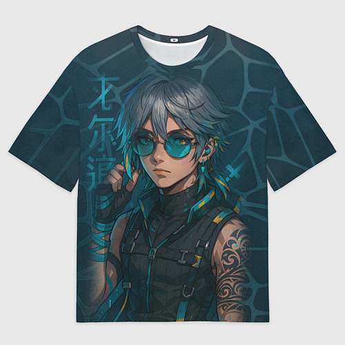 Мужская футболка оверсайз Аль-Хайтам в стиле киберпанка / 3D-принт – фото 1