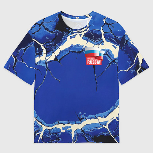 Мужская футболка оверсайз Russia blue abstract / 3D-принт – фото 1