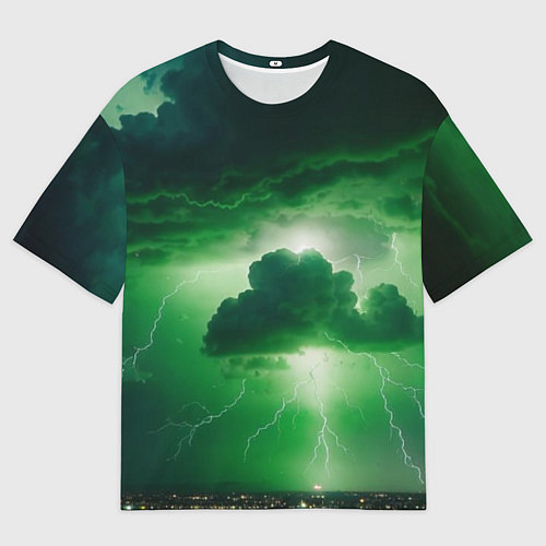 Мужская футболка оверсайз Зелёный гром / 3D-принт – фото 1