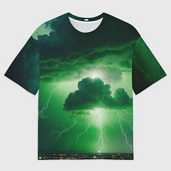 Футболка оверсайз мужская Зелёный гром, цвет: 3D-принт