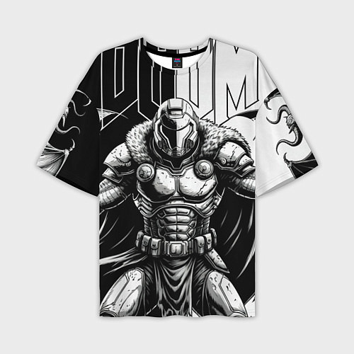 Мужская футболка оверсайз Doom guy and demons / 3D-принт – фото 1